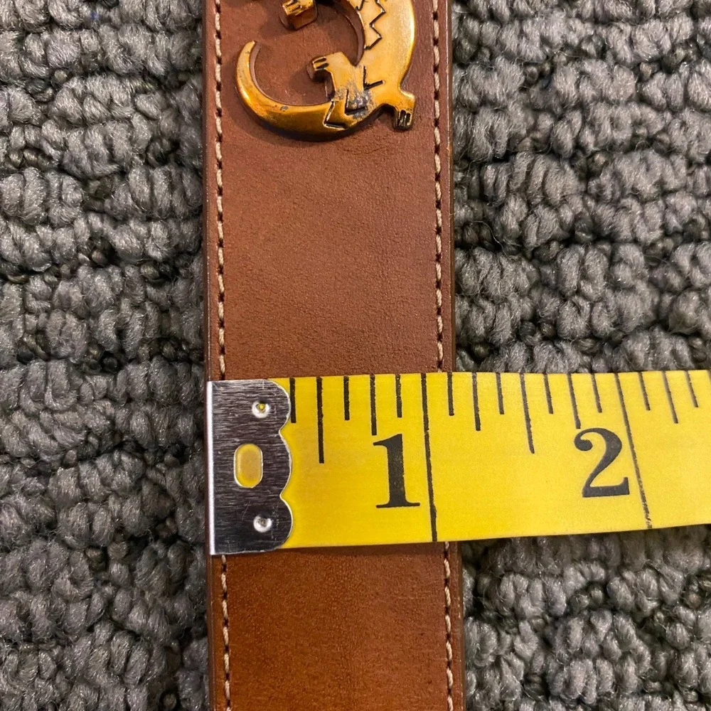 SILVER CREEK Vtg Leather Belt Size 36 Brown Western Southwestern Boho Animal USA